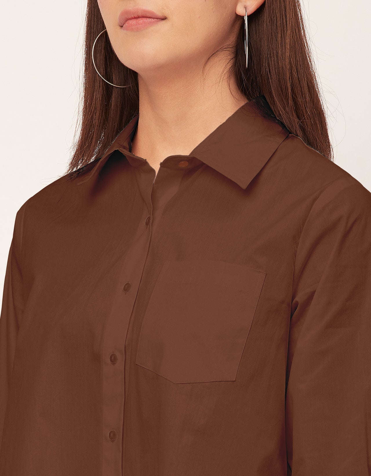 Women Classic Solid Cotton Shirt Dress