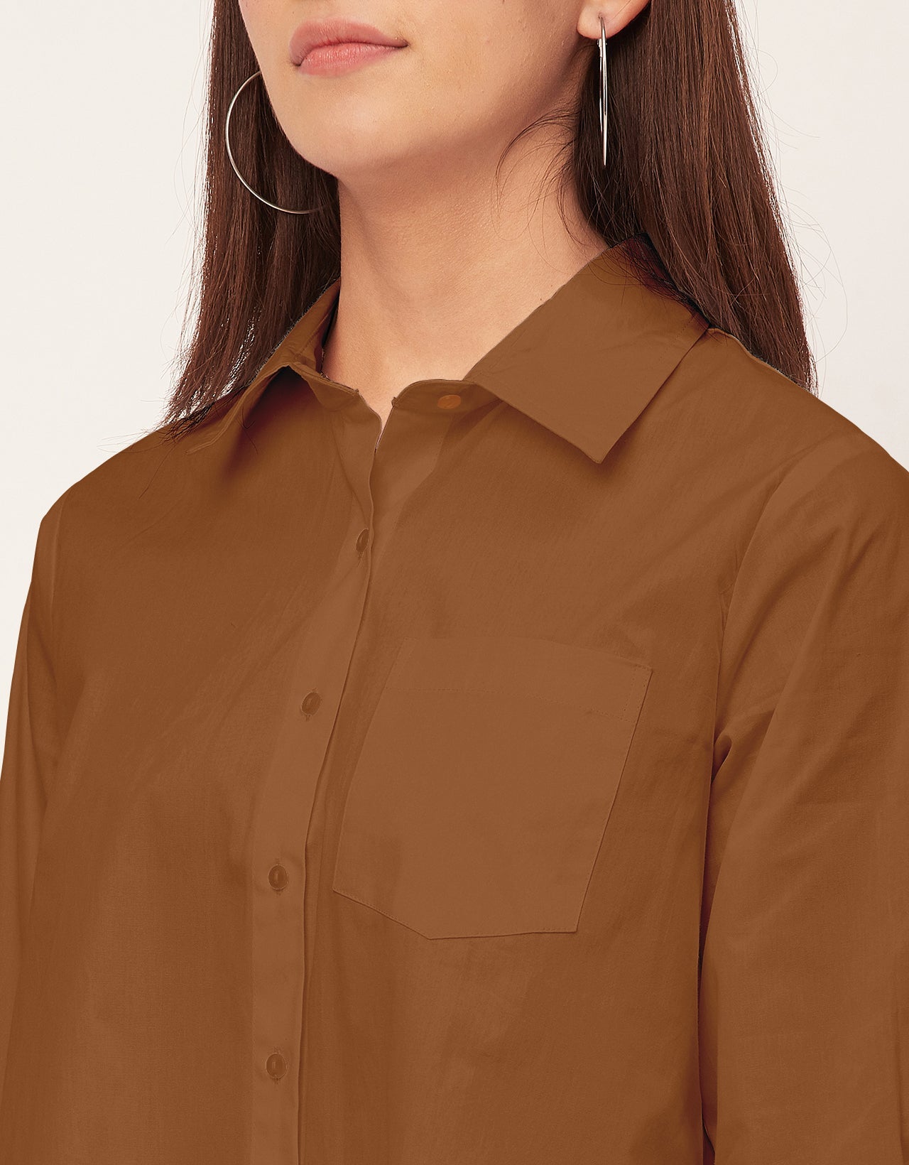 Women Classic Solid Cotton Shirt Dress