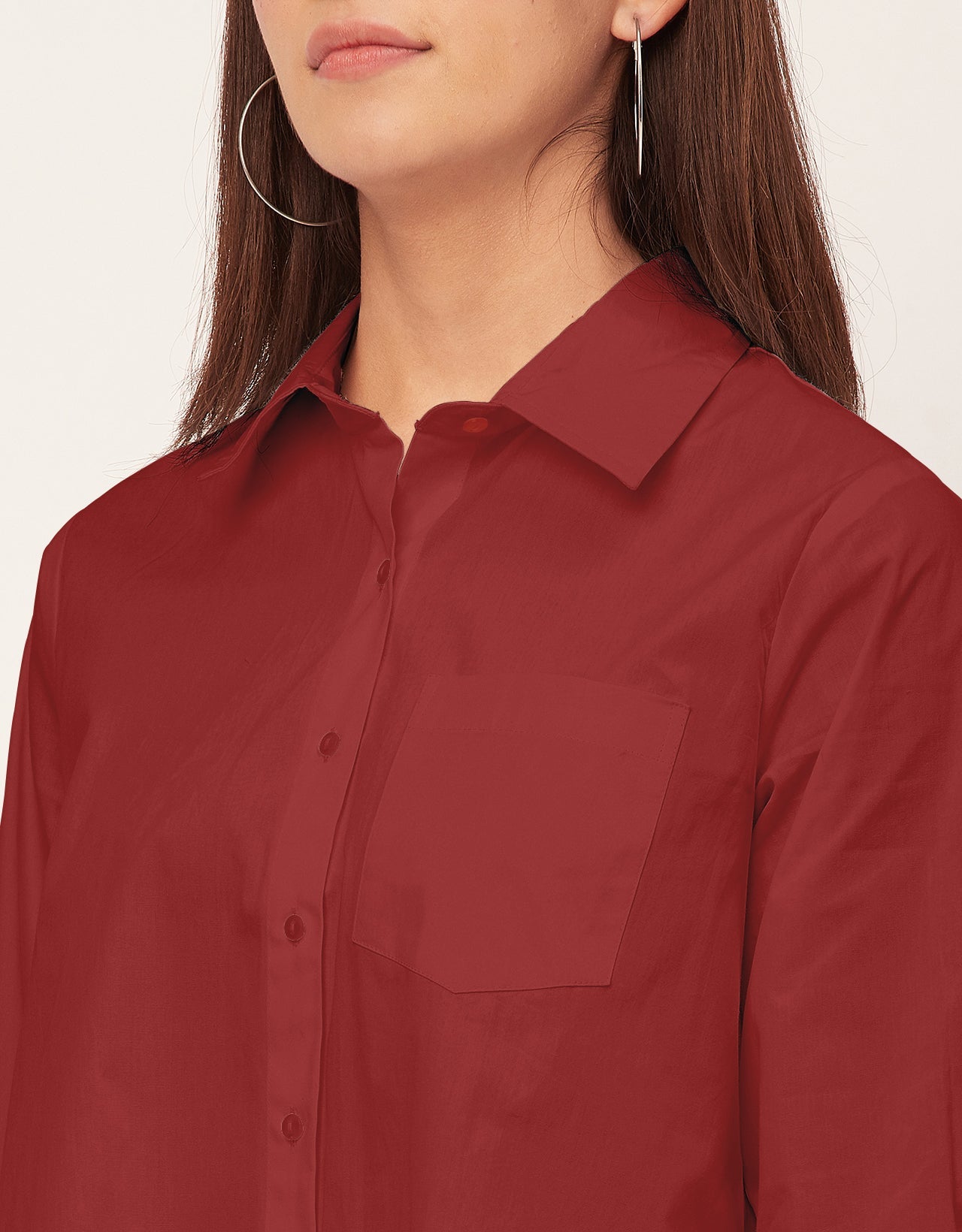 Women Classic Solid Cotton Shirt Dress