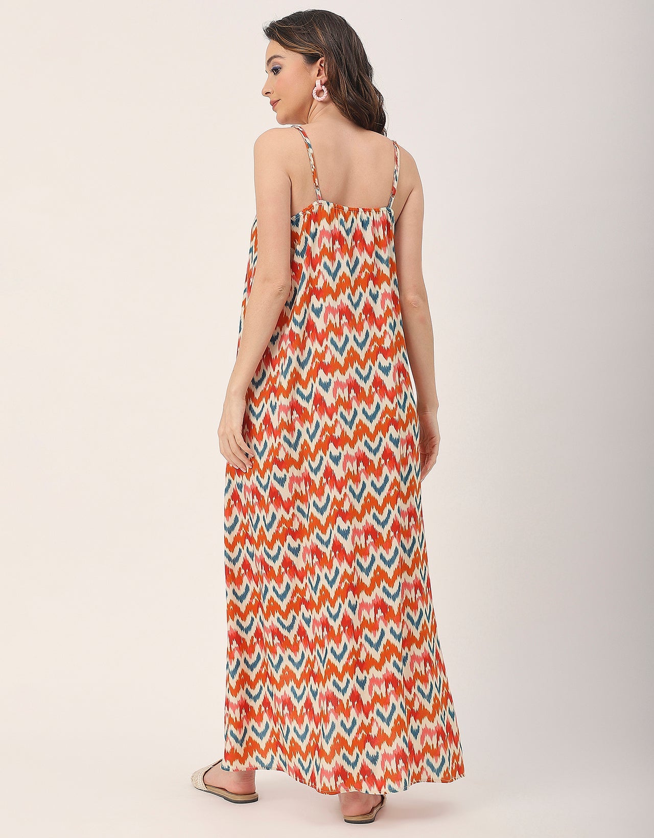 Sleeveless Geometric High Low Rayon Dress