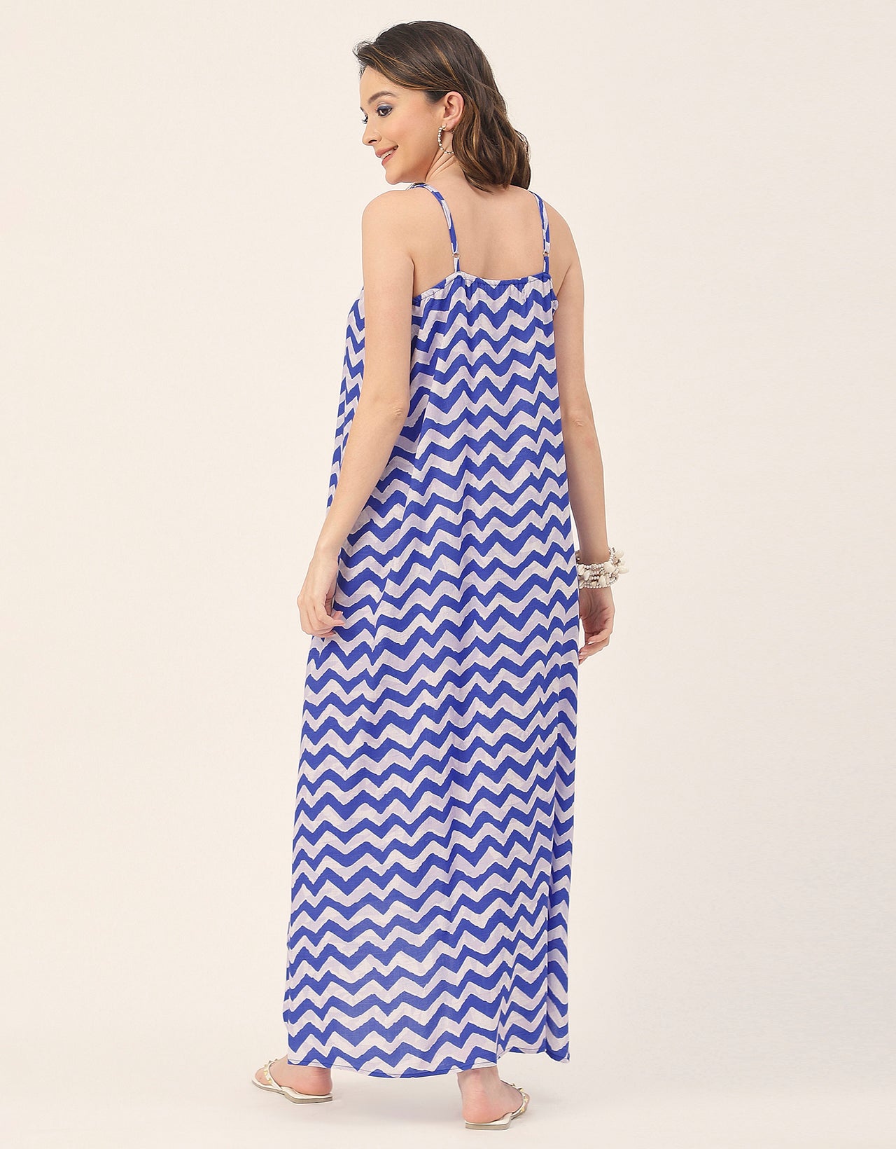 Sleeveless Geometric High Low Rayon Dress