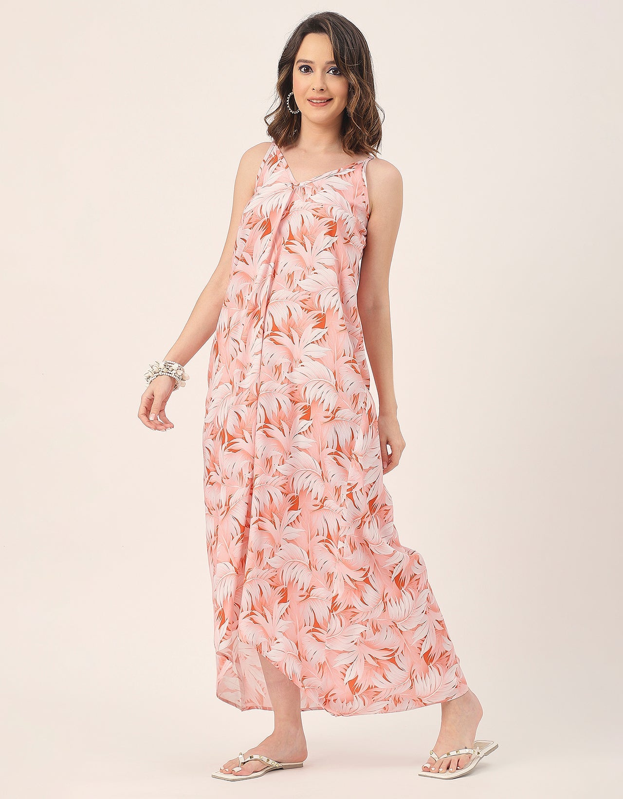 Sleeveless Geometric High Low Rayon Dress