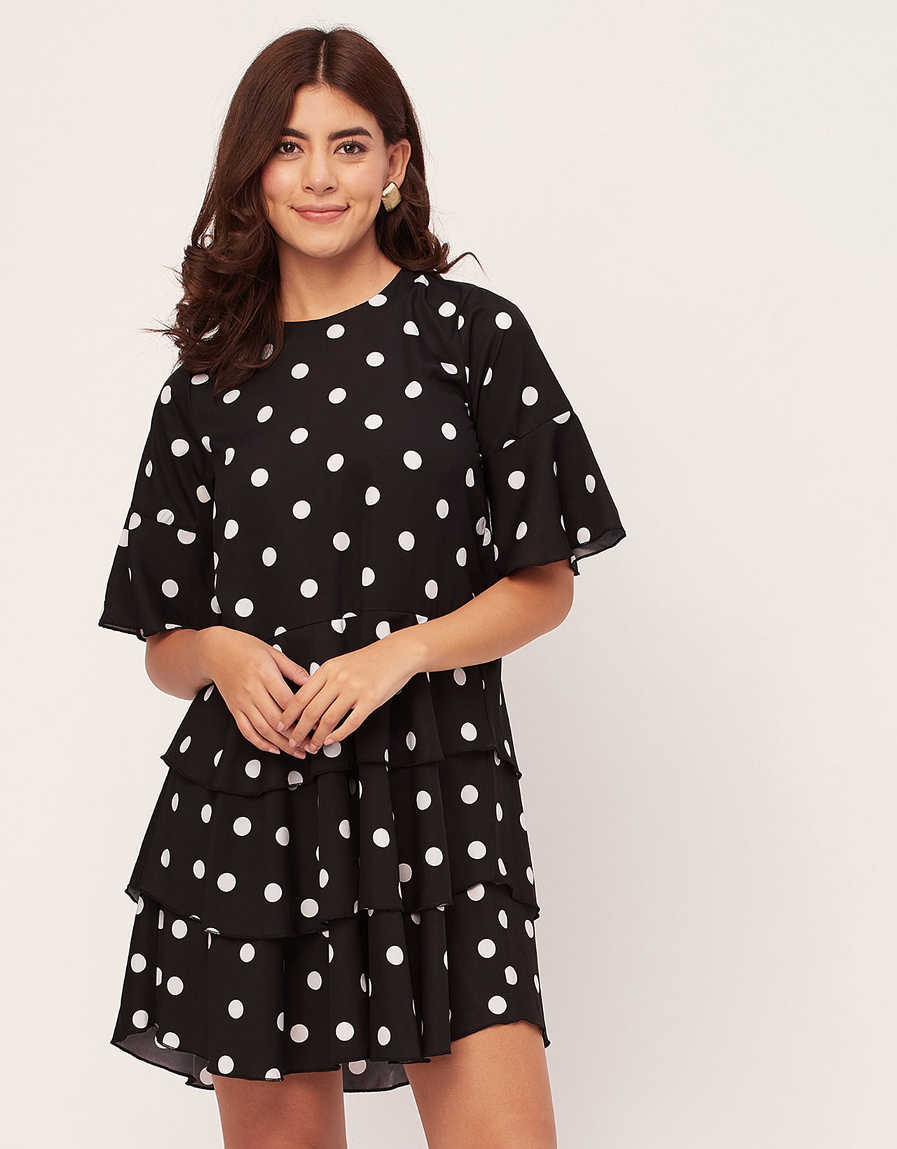 Romantic Printed quarter sleeve Drop Waist Dress