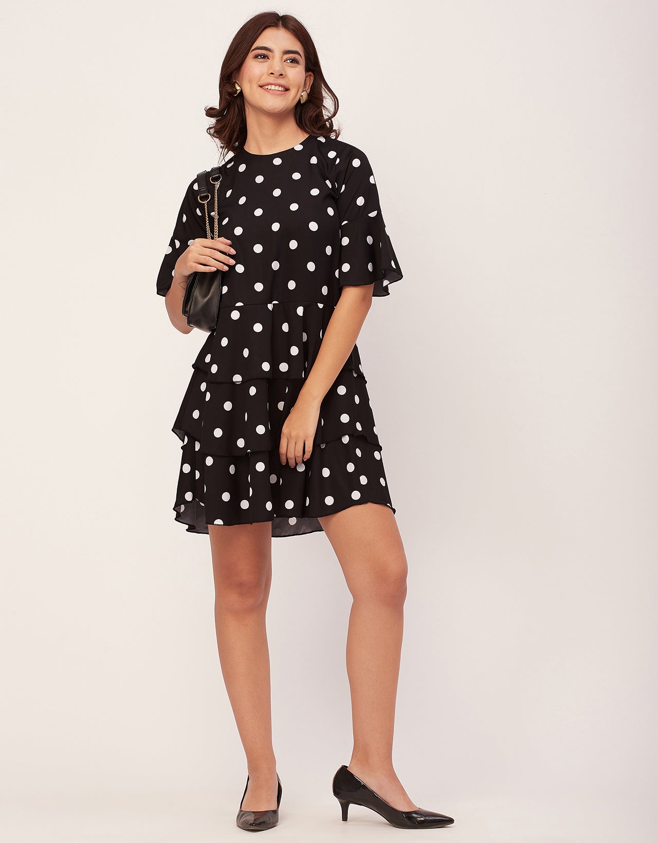 Romantic Printed quarter sleeve Drop Waist Dress