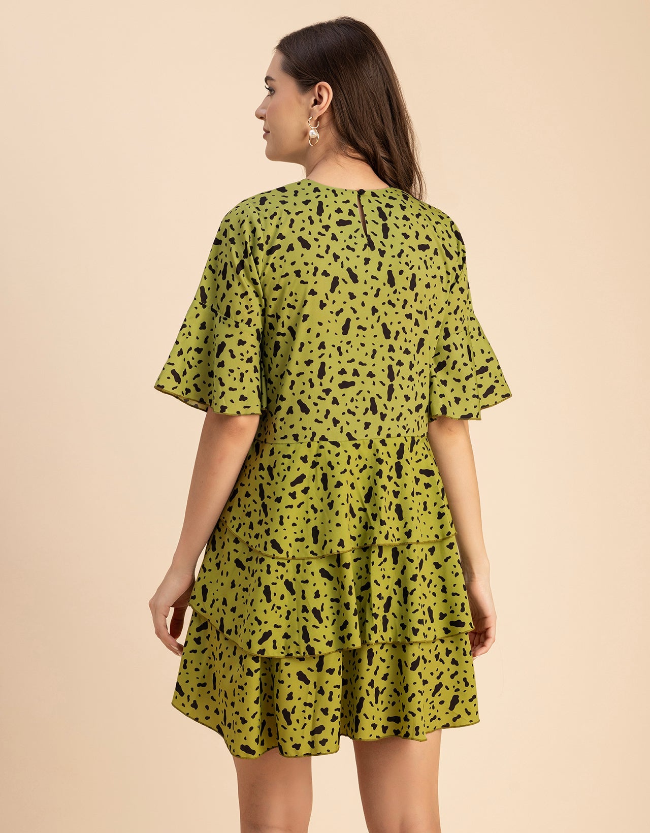 Romantic Printed quarter sleeve Drop Waist Dress