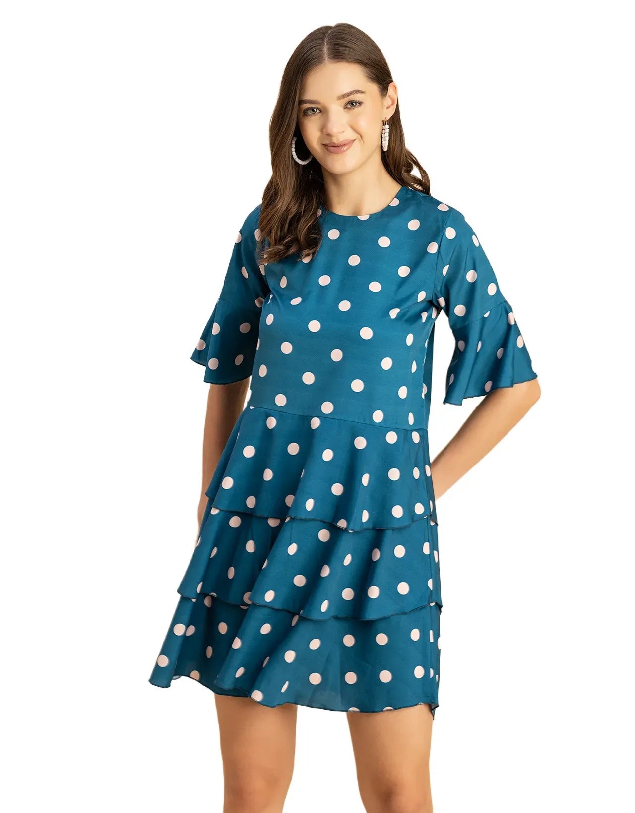 Romantic Printed quarter sleeve Drop Waist Dress