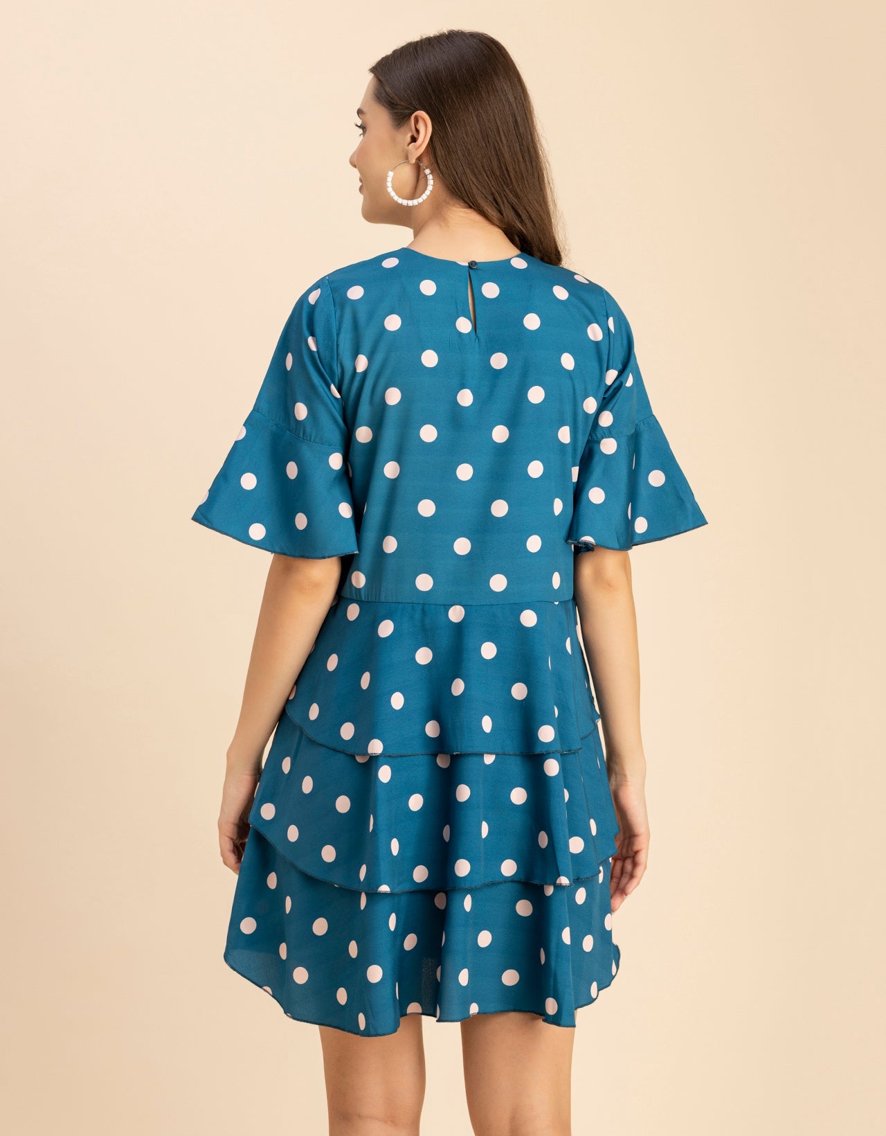 Romantic Printed quarter sleeve Drop Waist Dress