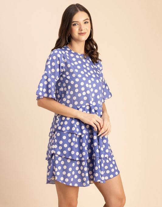 Romantic Printed quarter sleeve Drop Waist Dress