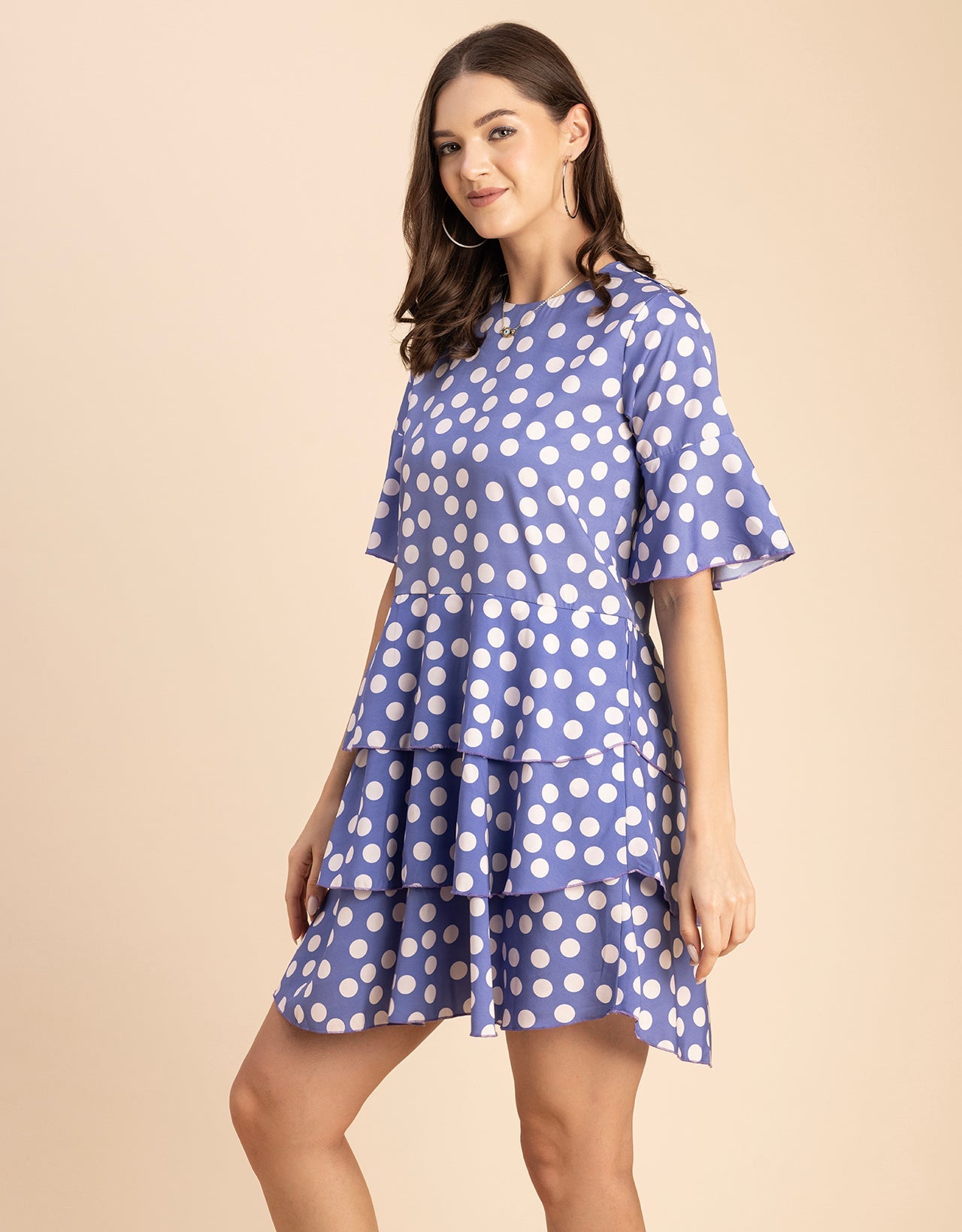 Romantic Printed quarter sleeve Drop Waist Dress