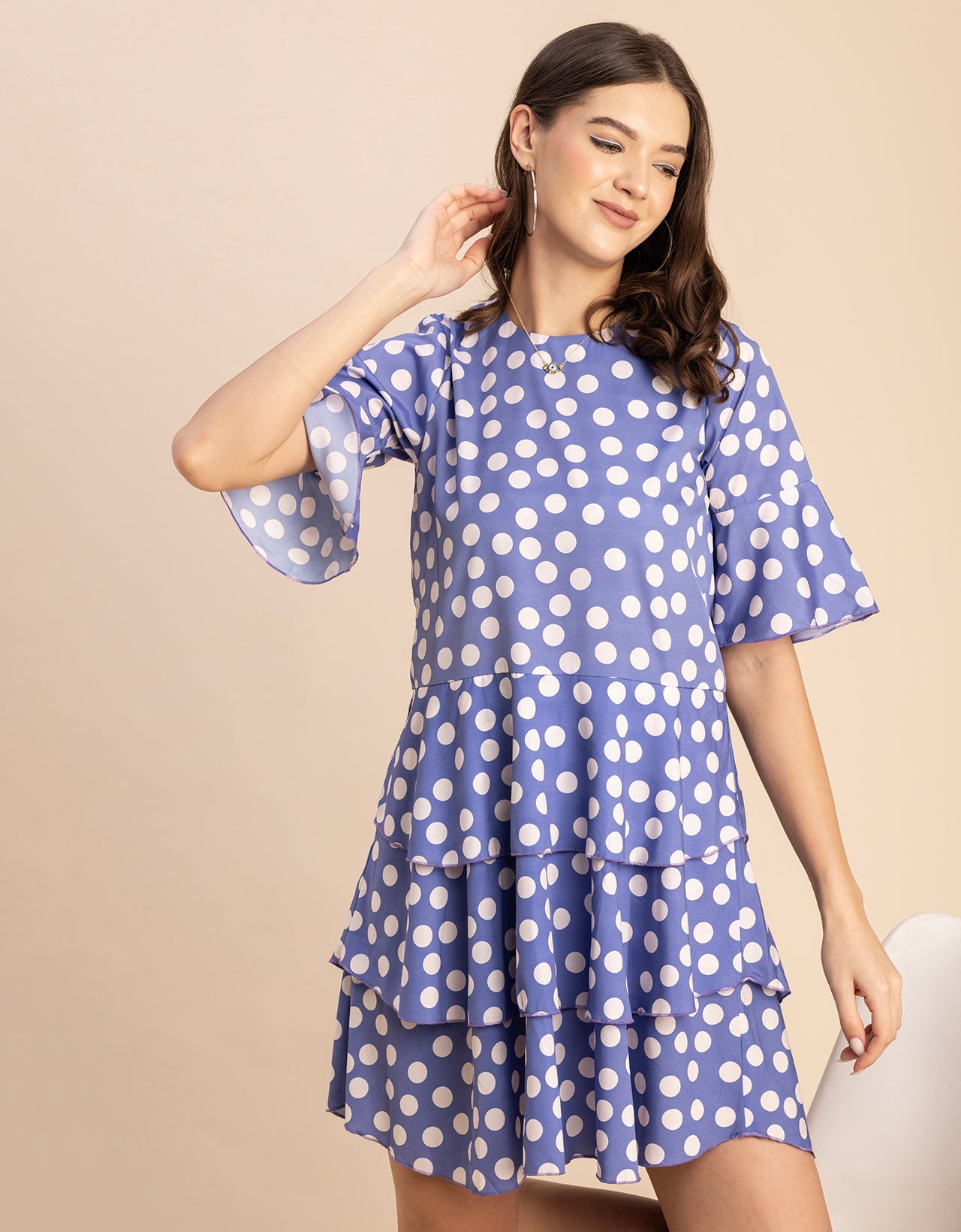 Romantic Printed quarter sleeve Drop Waist Dress