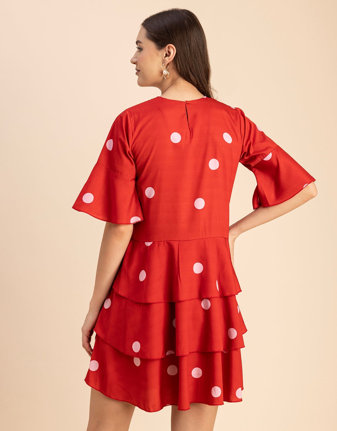 Romantic Printed quarter sleeve Drop Waist Dress