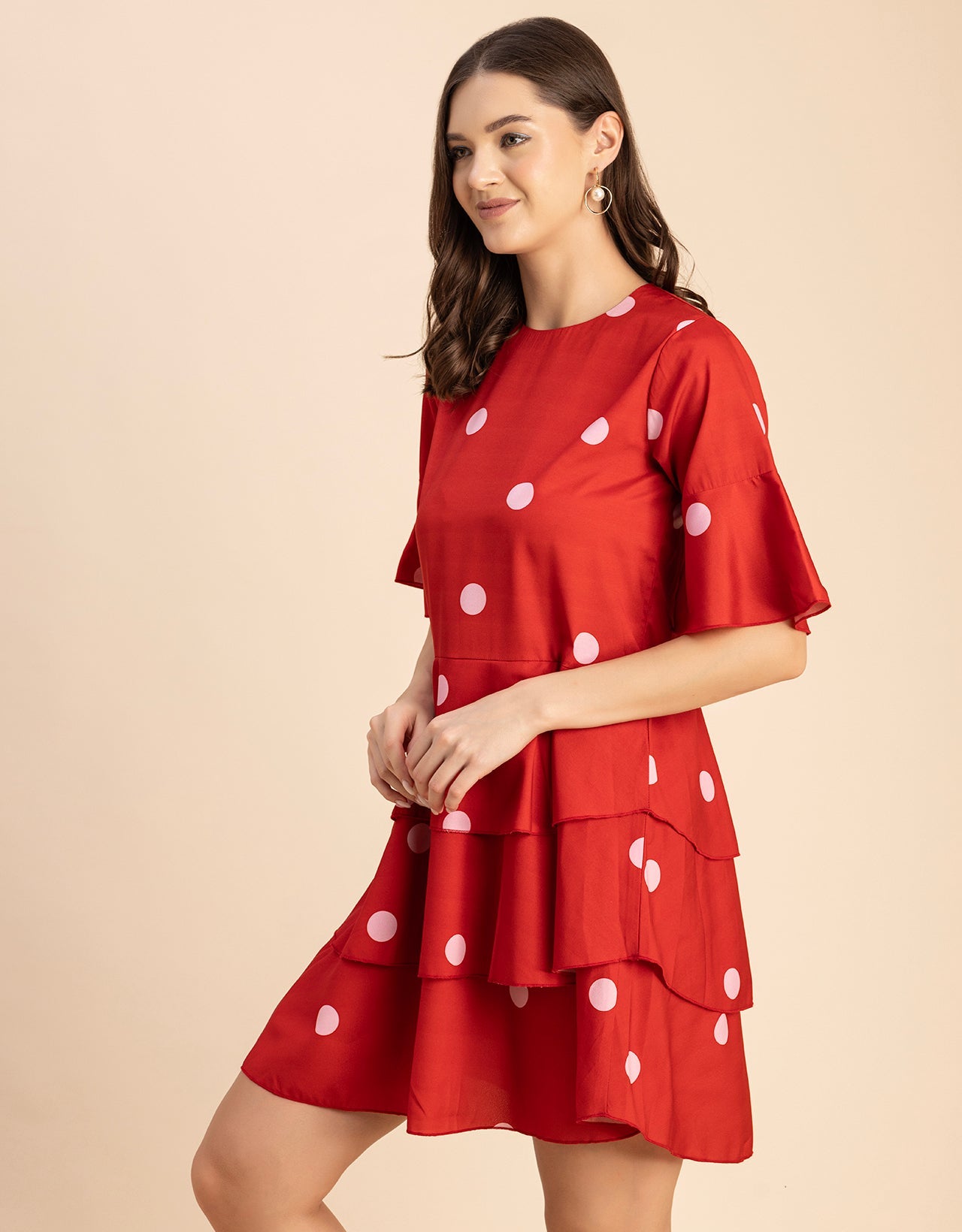 Romantic Printed quarter sleeve Drop Waist Dress