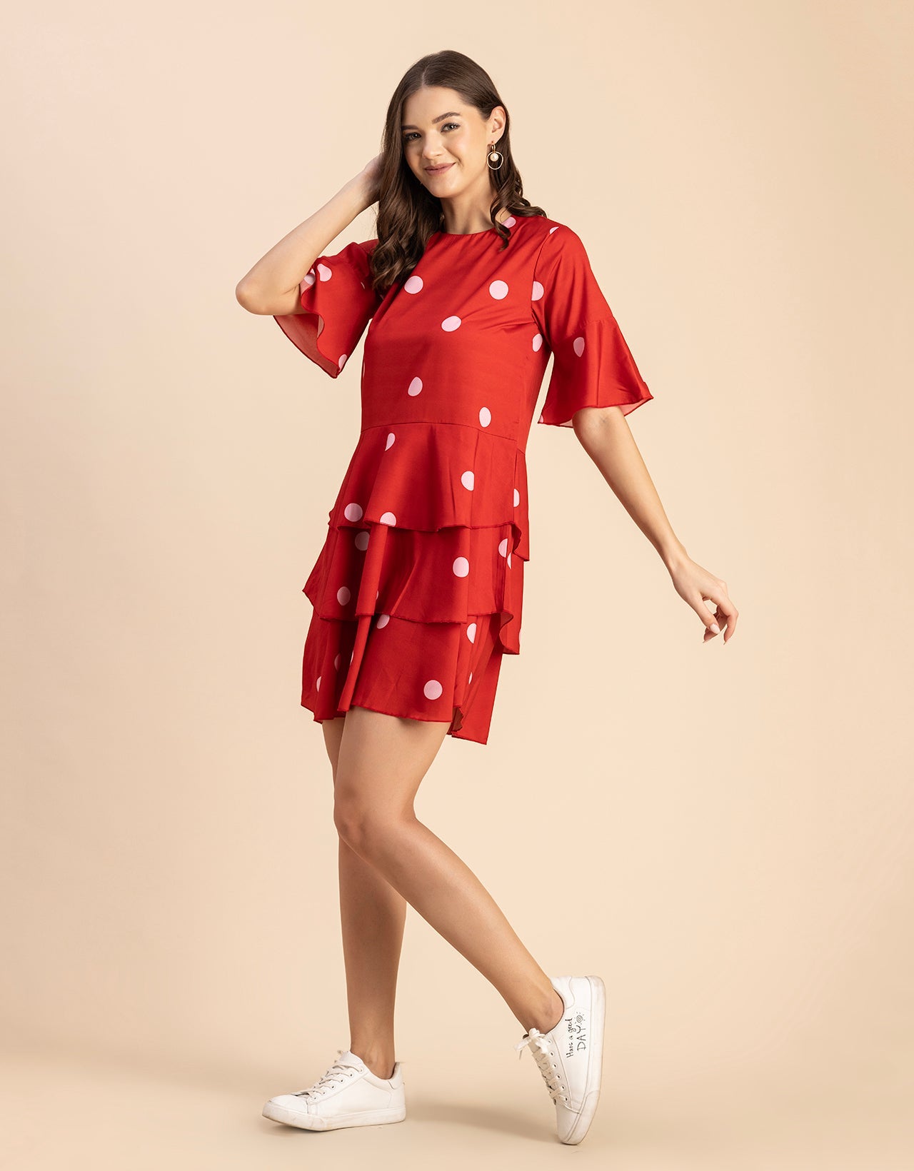 Romantic Printed quarter sleeve Drop Waist Dress