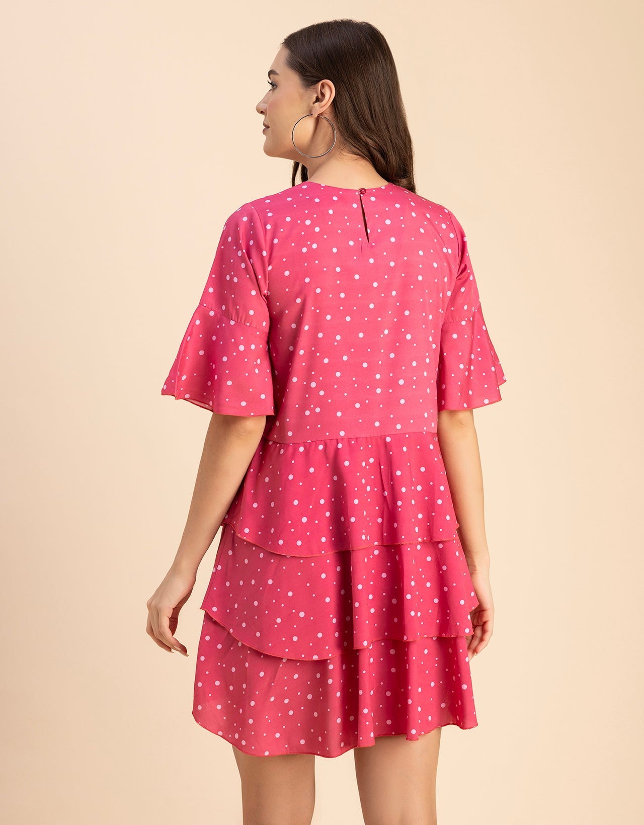 Romantic Printed quarter sleeve Drop Waist Dress