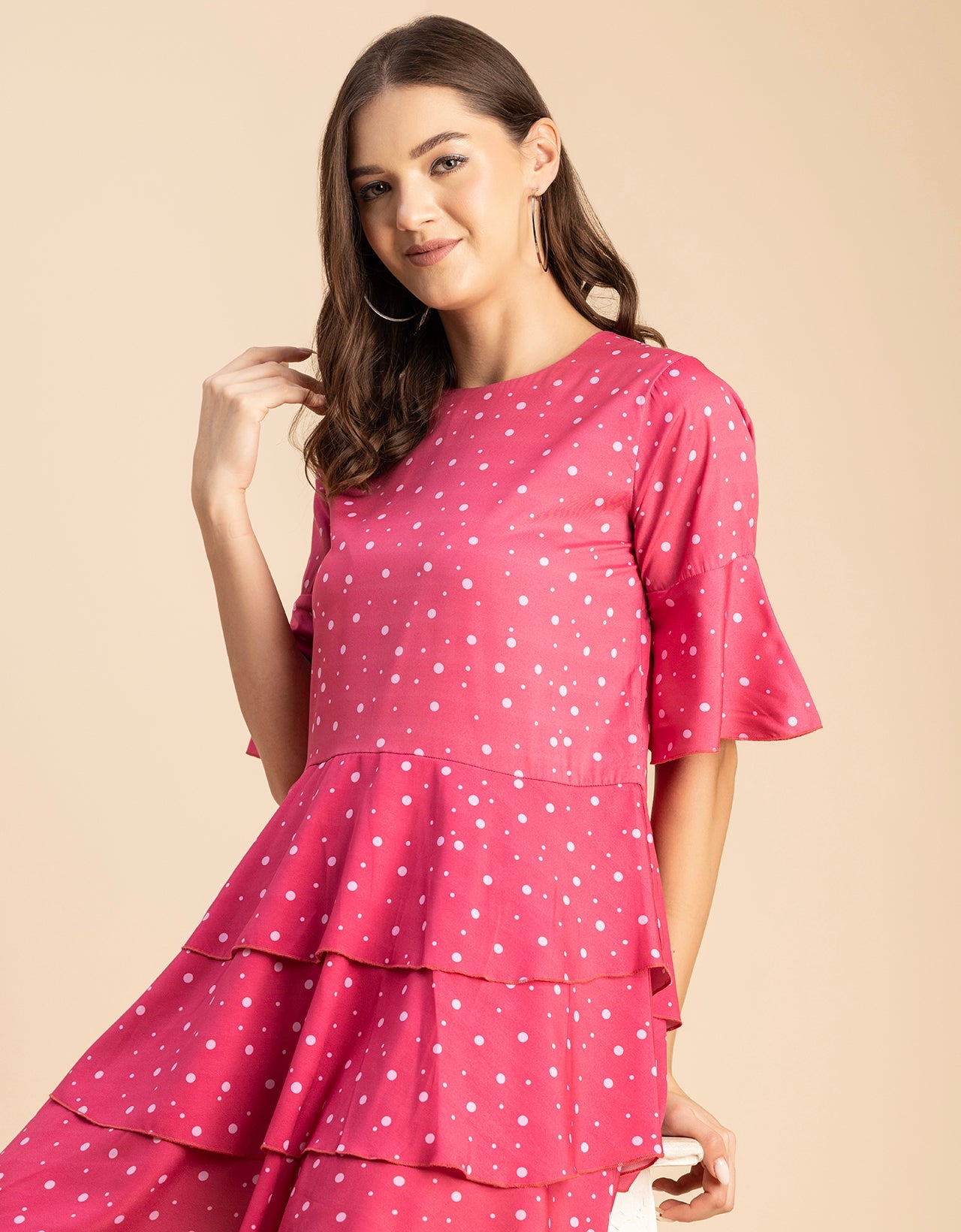 Romantic Printed quarter sleeve Drop Waist Dress