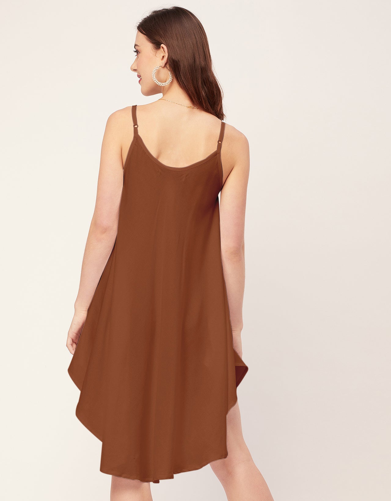 Shoulder Straps Round Neck Rayon Dress