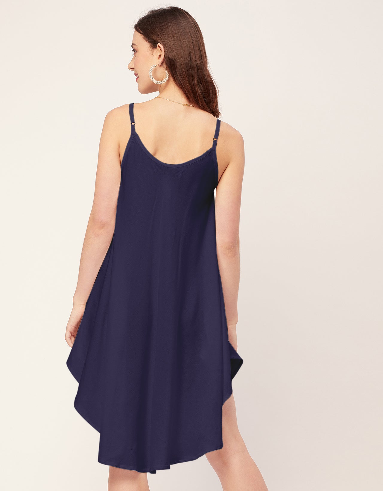 Shoulder Straps Round Neck Rayon Dress