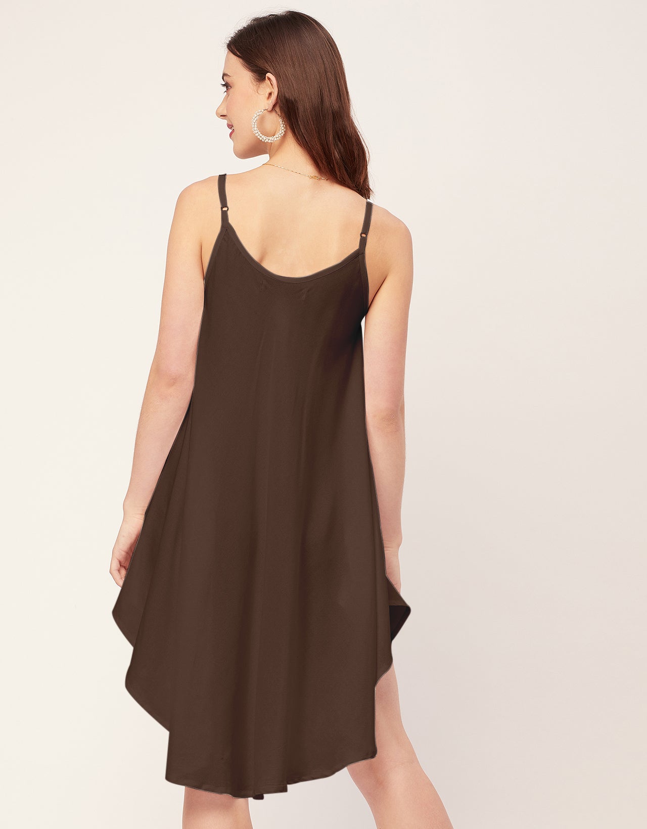 Shoulder Straps Round Neck Rayon Dress