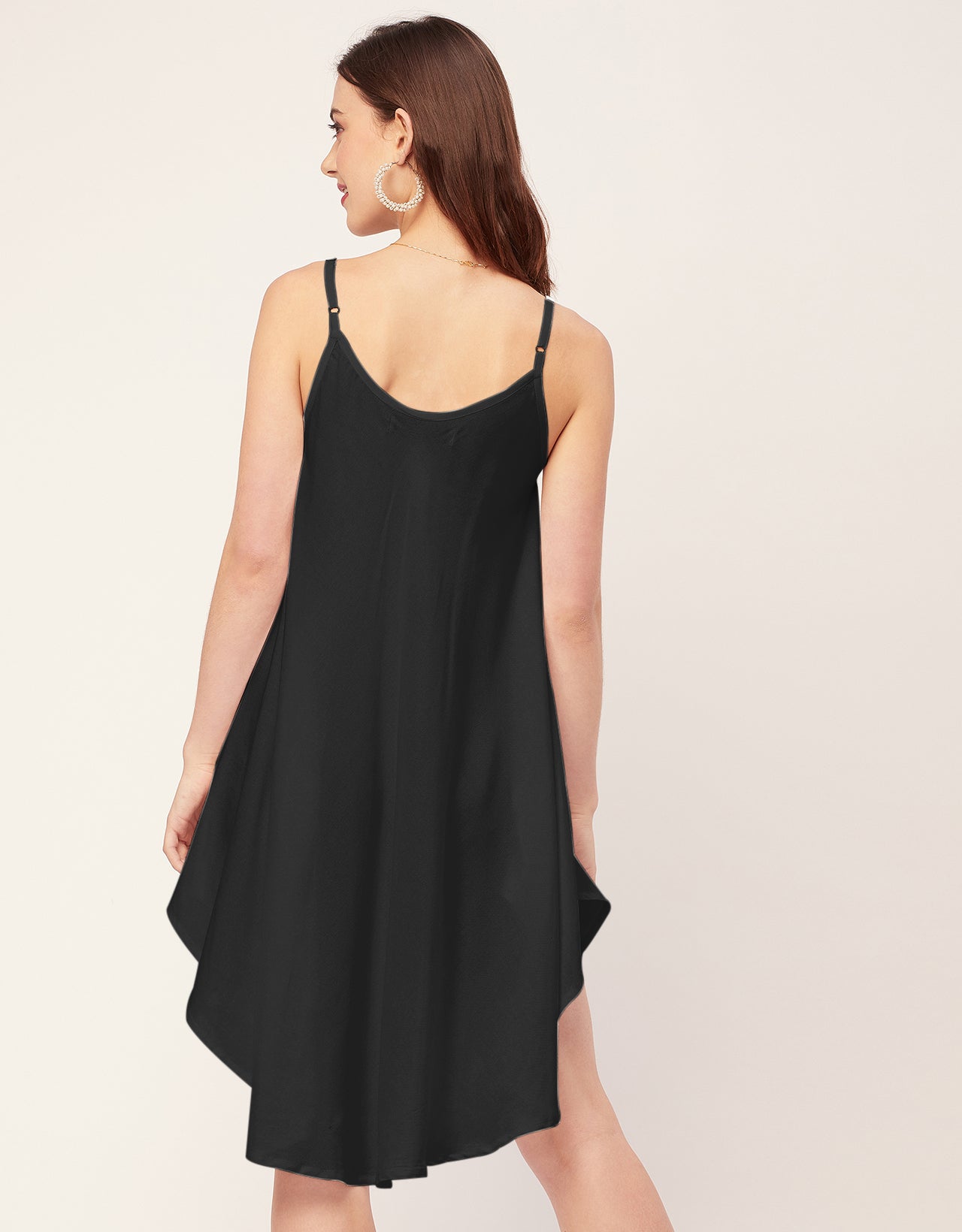 Shoulder Straps Round Neck Rayon Dress