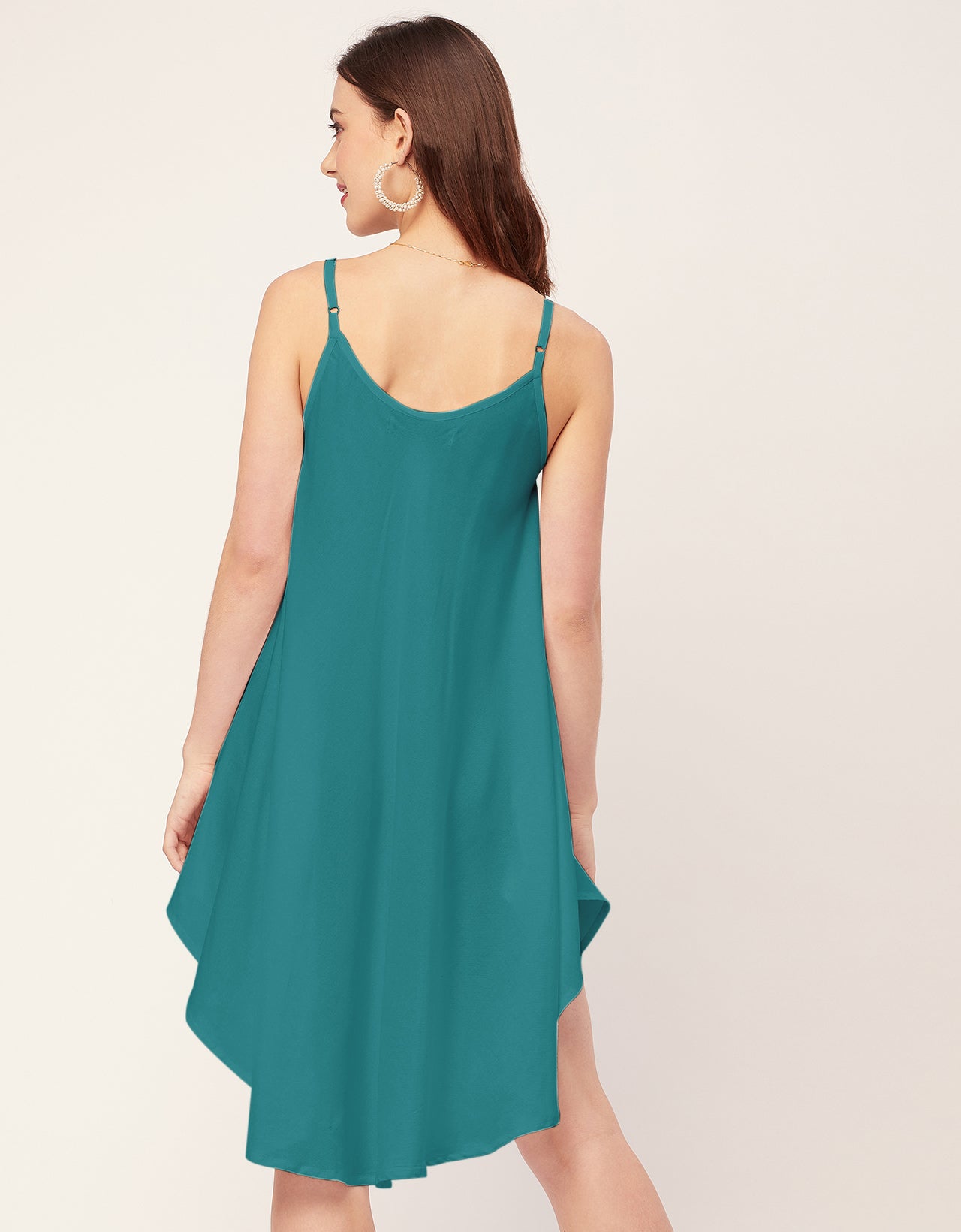Shoulder Straps Round Neck Rayon Dress