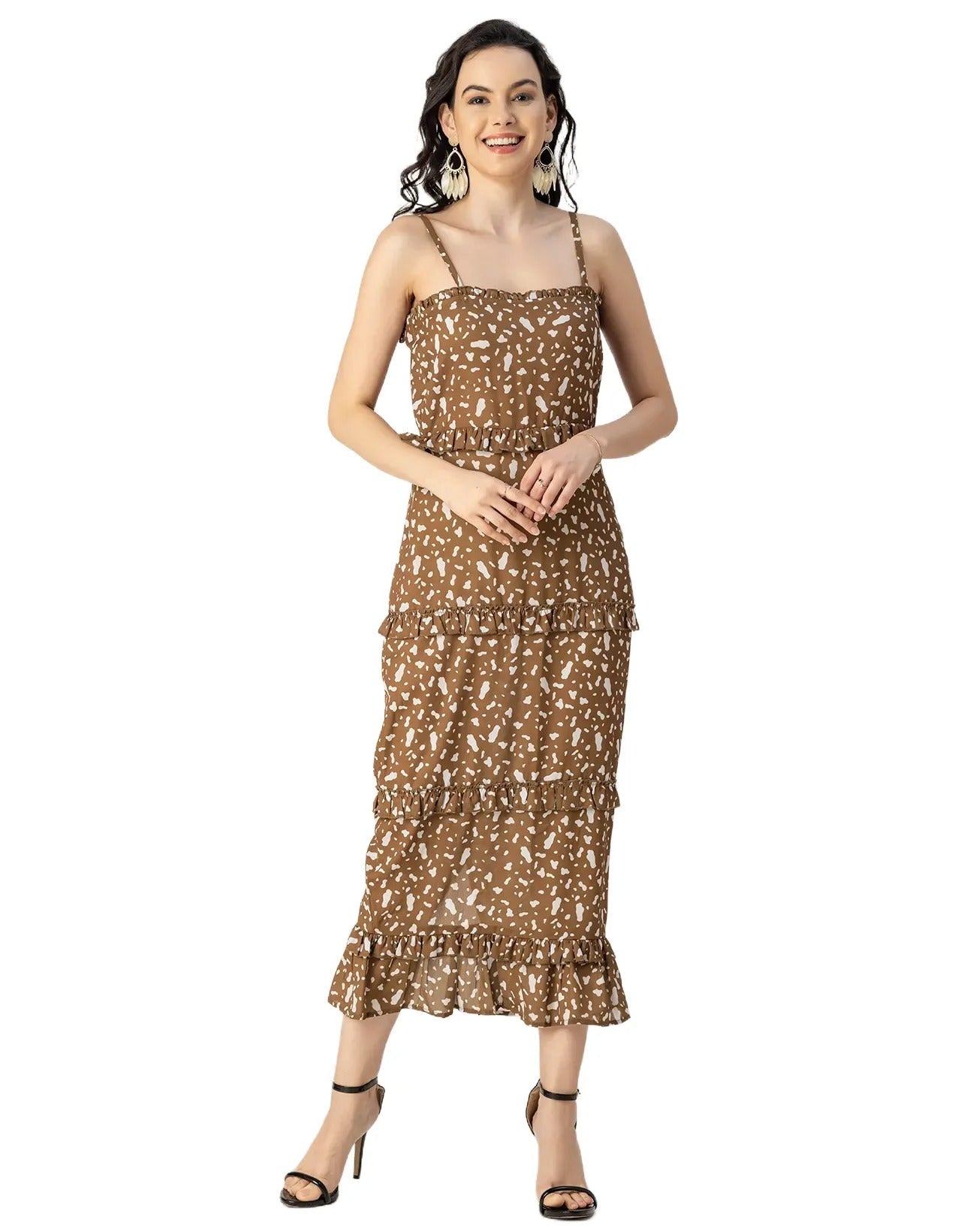 Printed Georgette Bodycon Dress - Elegant Evening Dress