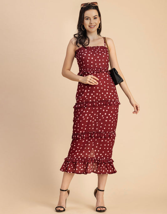 Printed Georgette Bodycon Dress - Elegant Evening Dress