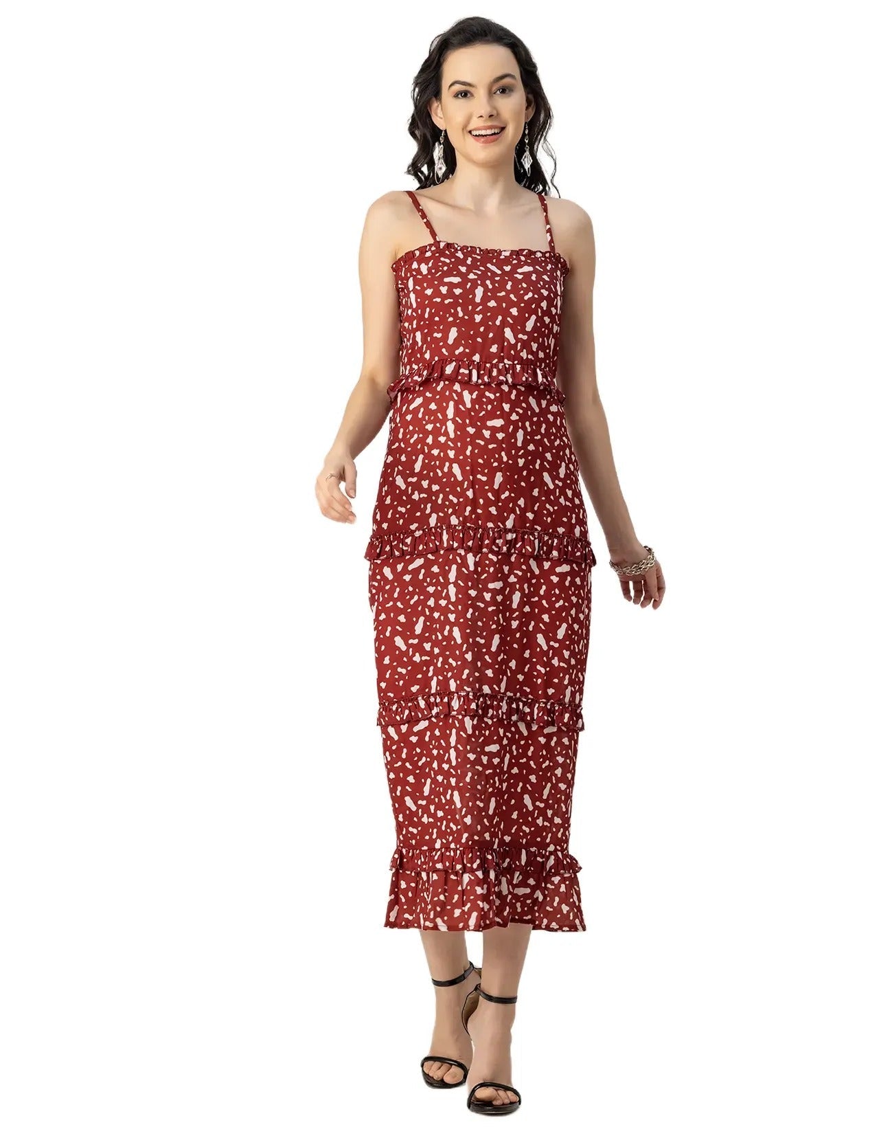 Printed Georgette Bodycon Dress - Elegant Evening Dress
