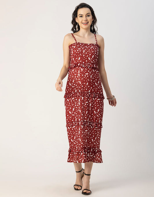 Printed Georgette Bodycon Dress - Elegant Evening Dress