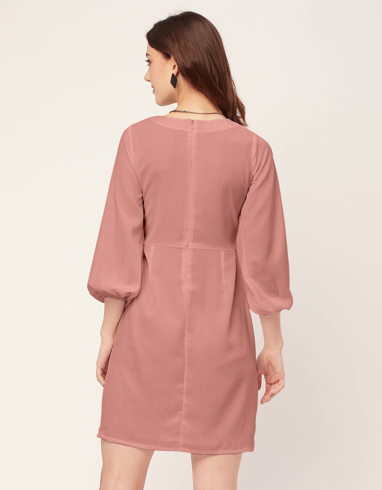 Boat Neck Bodycon Solid Georgette Dress