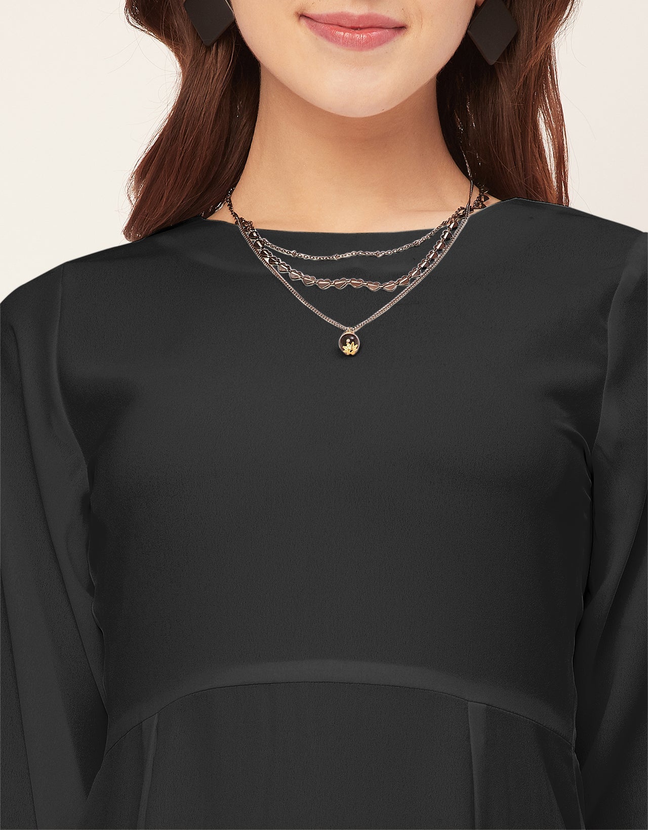 Boat Neck Bodycon Solid Georgette Dress