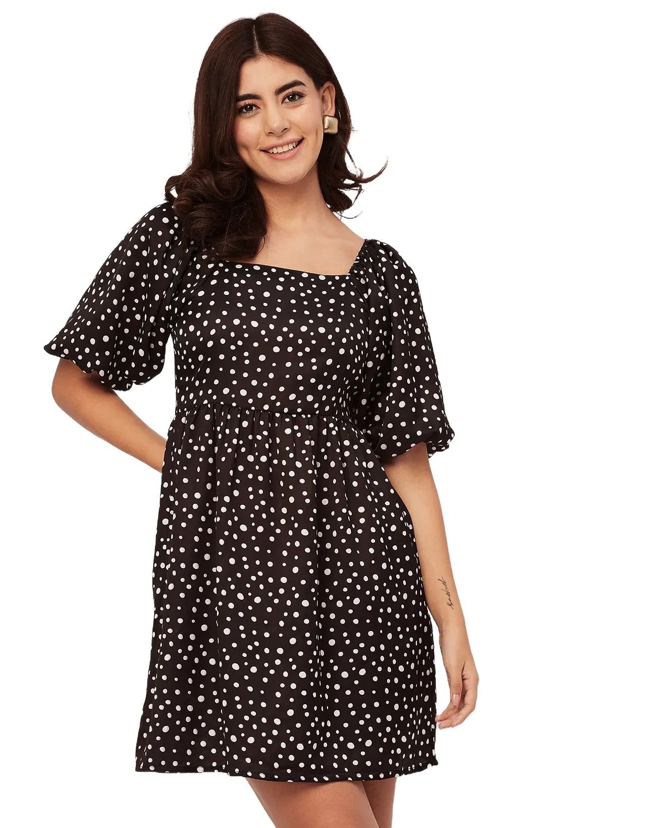 Whimsical Printed Sleeve Shift Dress - Playful Day Dress
