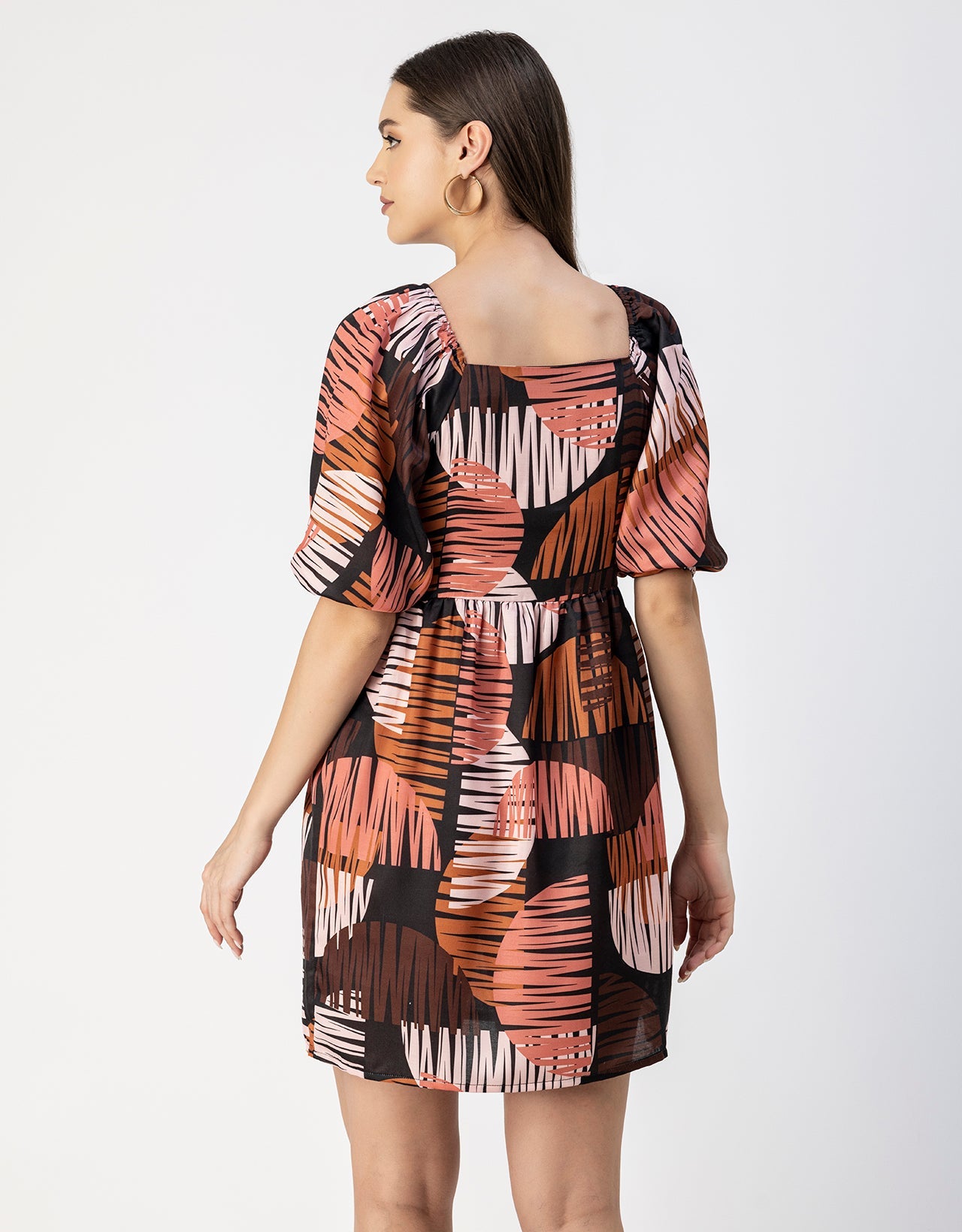 Whimsical Printed Sleeve Shift Dress - Playful Day Dress