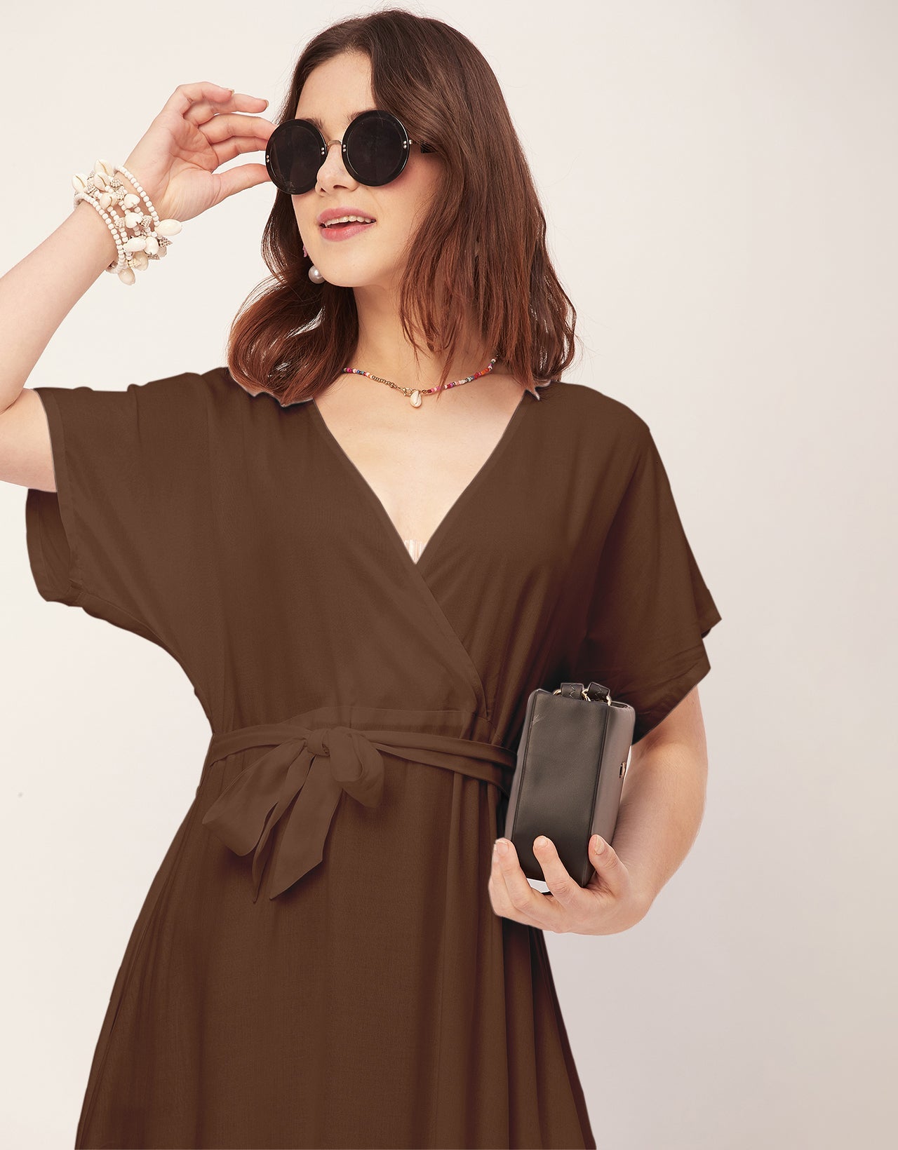 Solid Rayon Short Sleeve Fit & Flare Dress