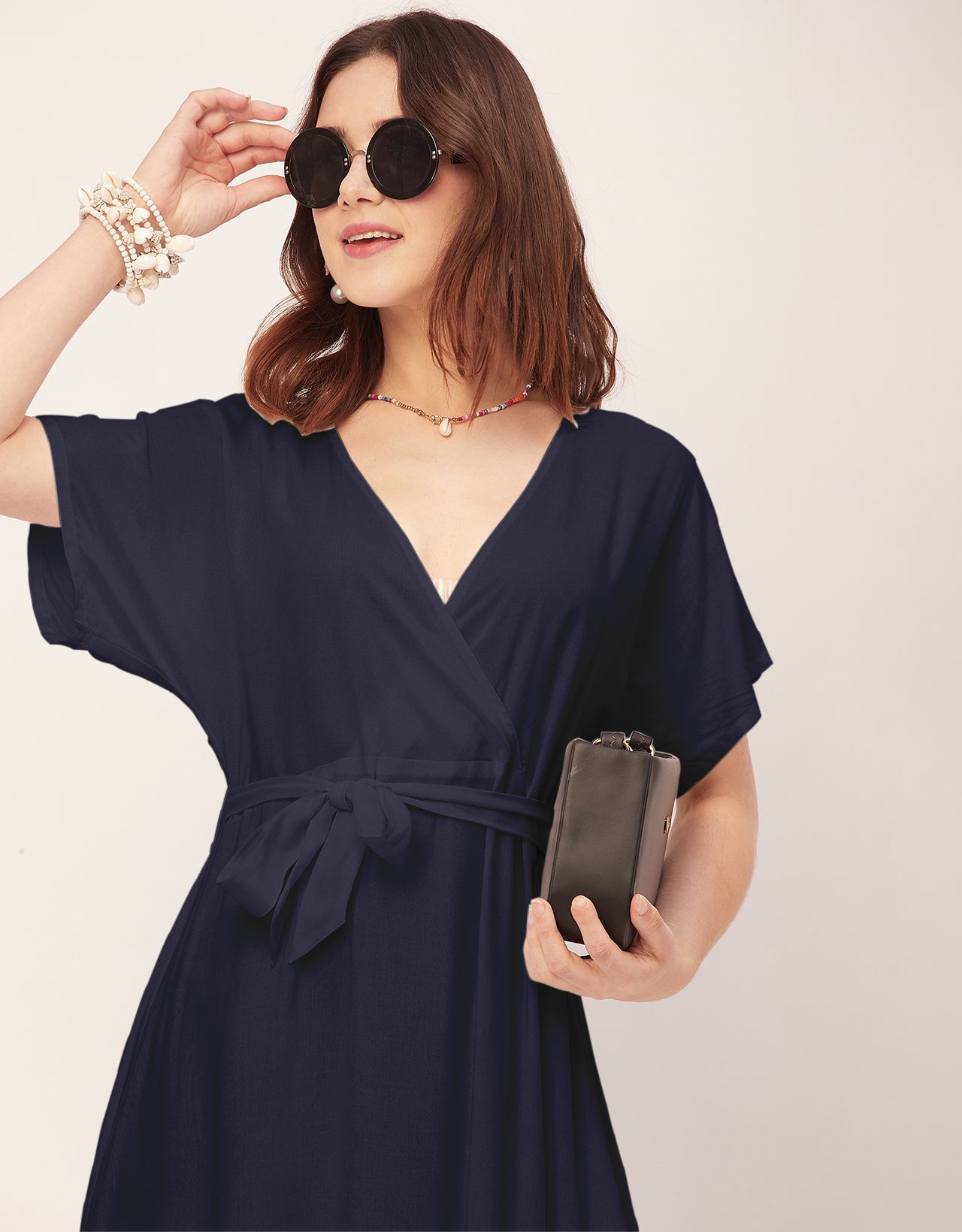 Solid Rayon Short Sleeve Fit & Flare Dress