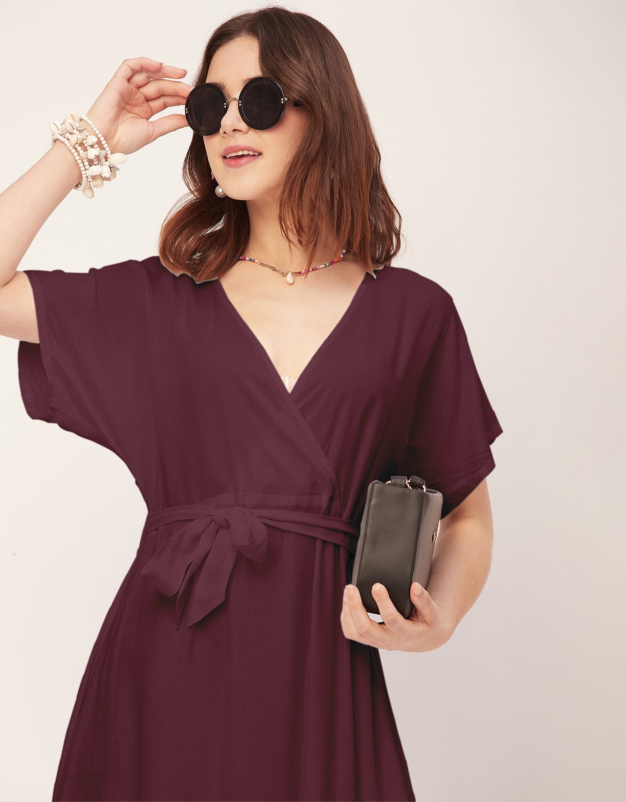 Solid Rayon Short Sleeve Fit & Flare Dress