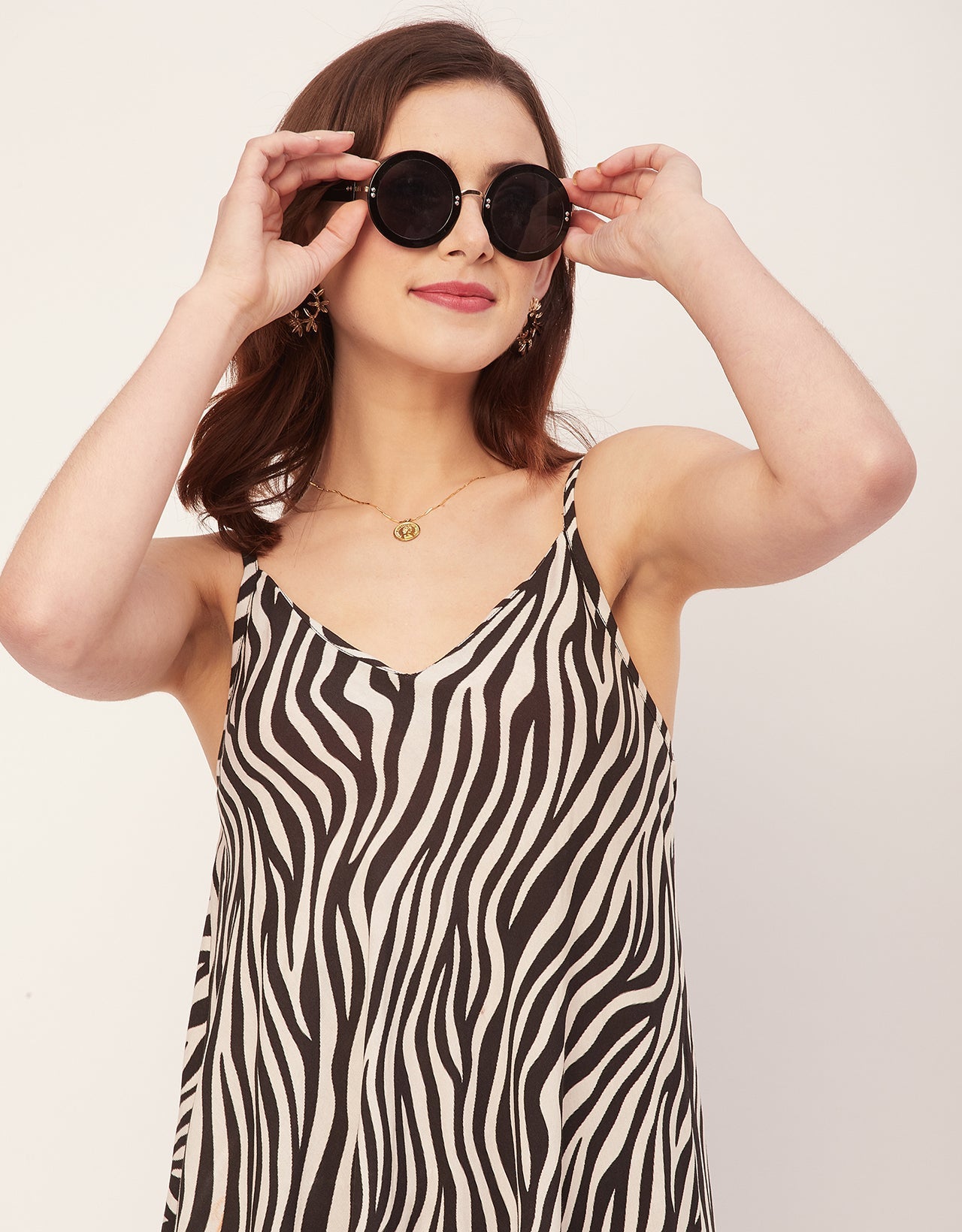 Stylish Printed Rayon Sleeveless A-Line Dress