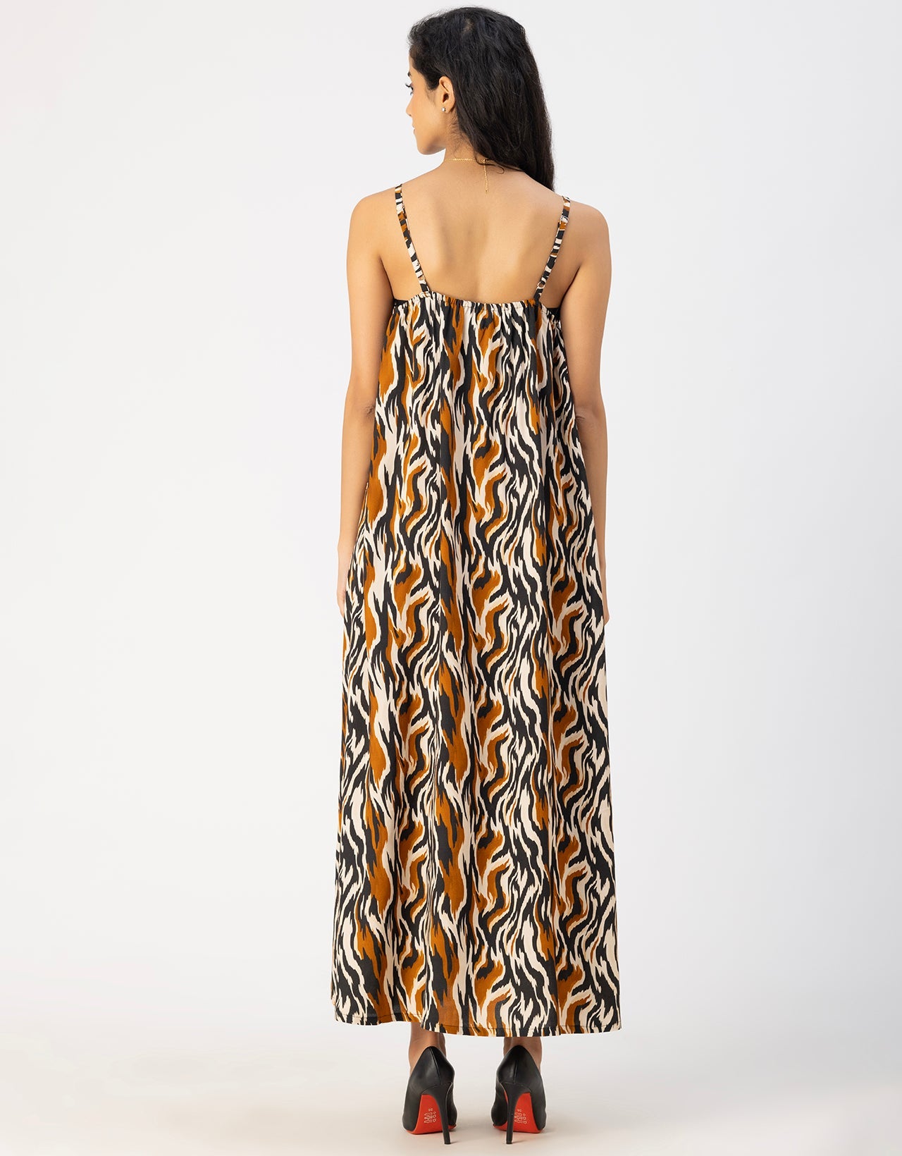 Stylish Printed Rayon Sleeveless A-Line Dress