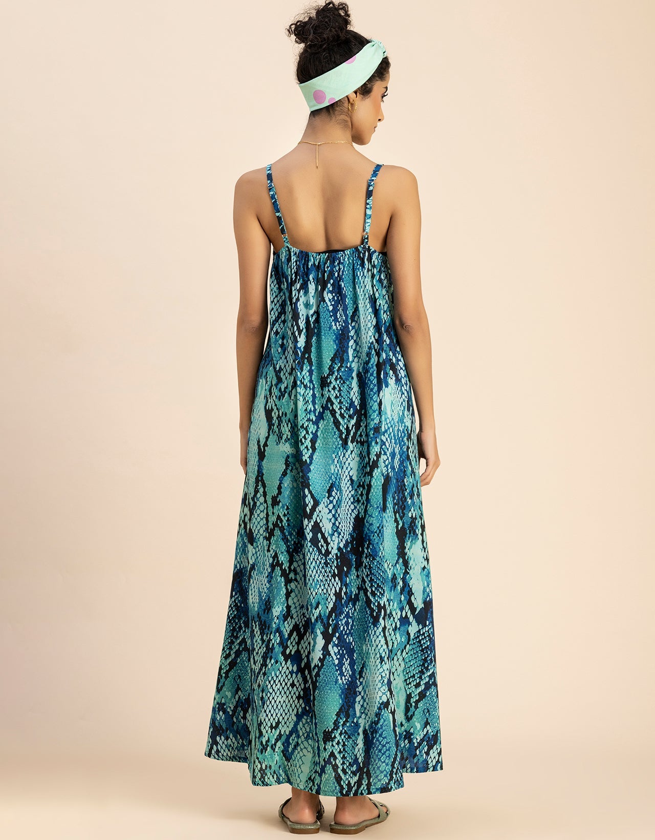 Stylish Printed Rayon Sleeveless A-Line Dress
