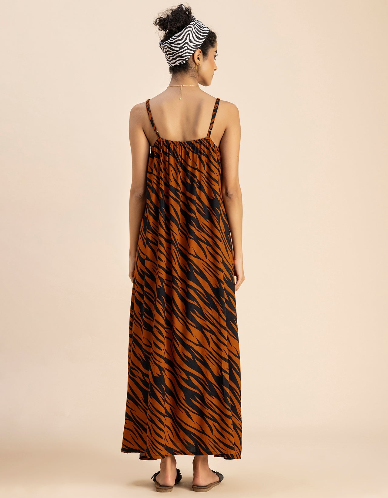 Stylish Printed Rayon Sleeveless A-Line Dress