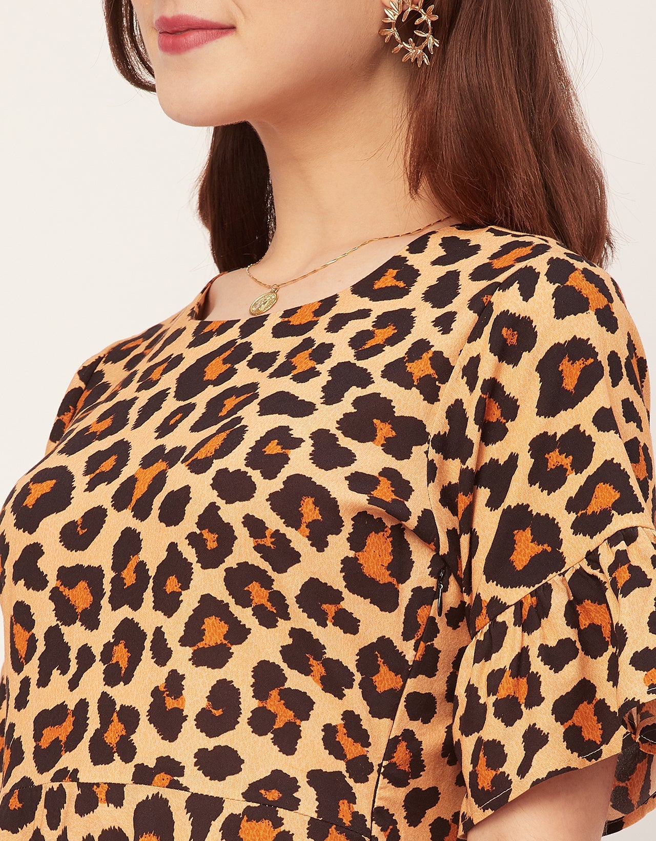 Printed Rayon Short Sleeve Fit & Flare Dress