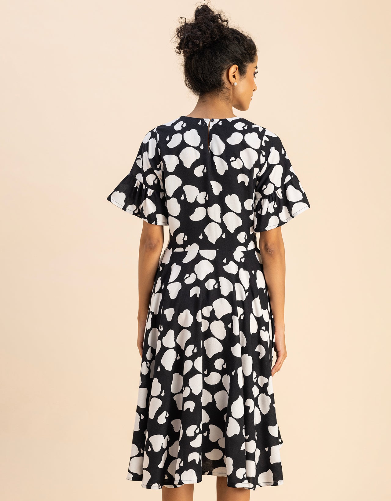 Printed Rayon Short Sleeve Fit & Flare Dress