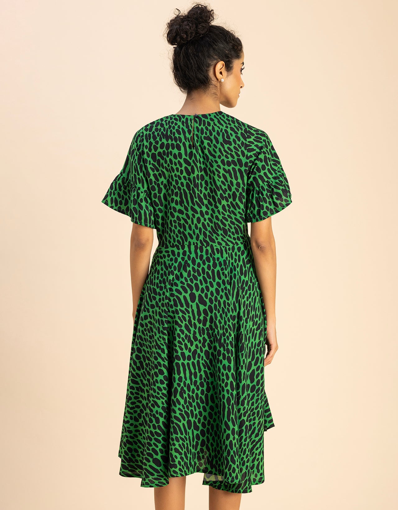 Printed Rayon Short Sleeve Fit & Flare Dress