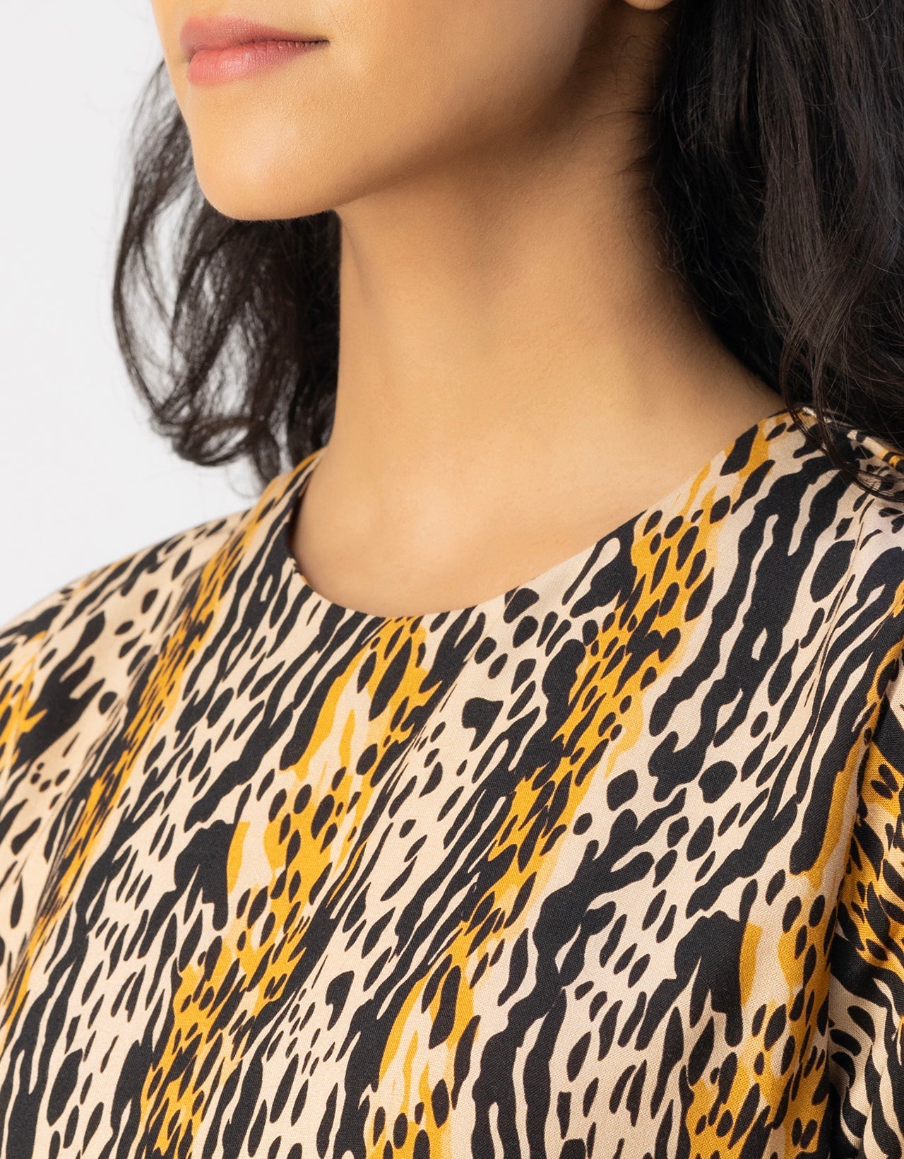Printed Rayon Short Sleeve Fit & Flare Dress