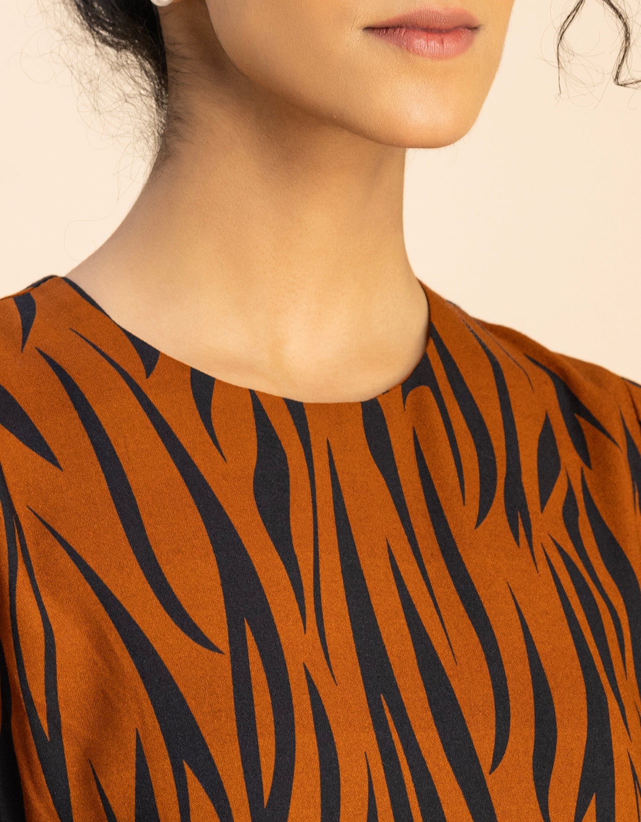 Printed Rayon Short Sleeve Fit & Flare Dress