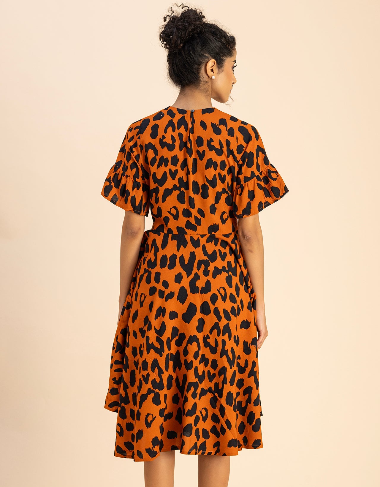 Printed Rayon Short Sleeve Fit & Flare Dress