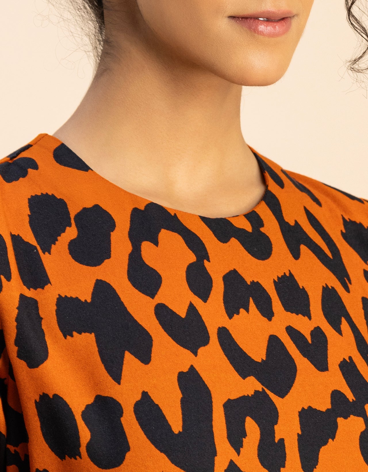 Printed Rayon Short Sleeve Fit & Flare Dress