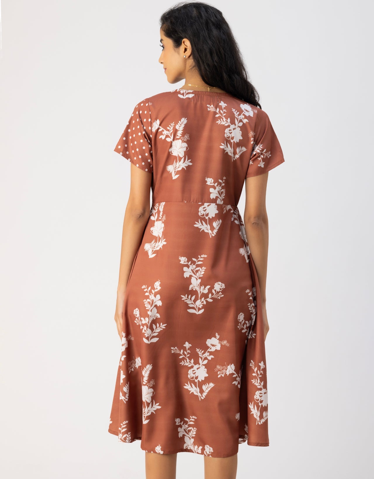 Short Sleeve V Neck A-Line Printed Dress