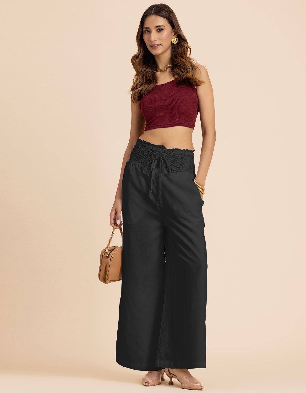 Loose Fit Solid Rayon Women's Stylish Palazzo