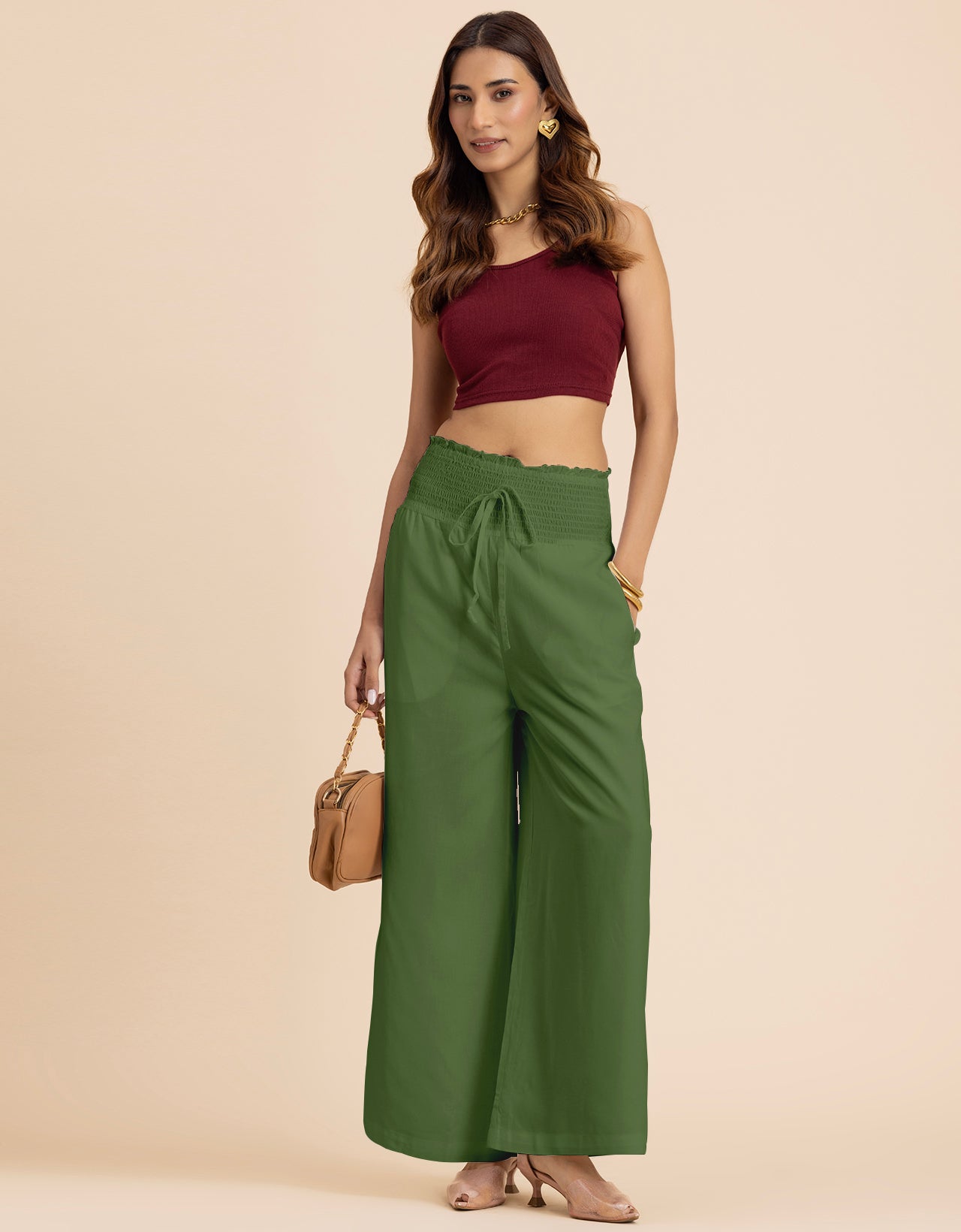 Loose Fit Solid Rayon Women's Stylish Palazzo