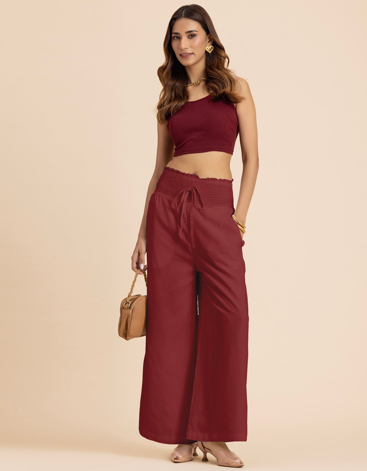Loose Fit Solid Rayon Women's Stylish Palazzo